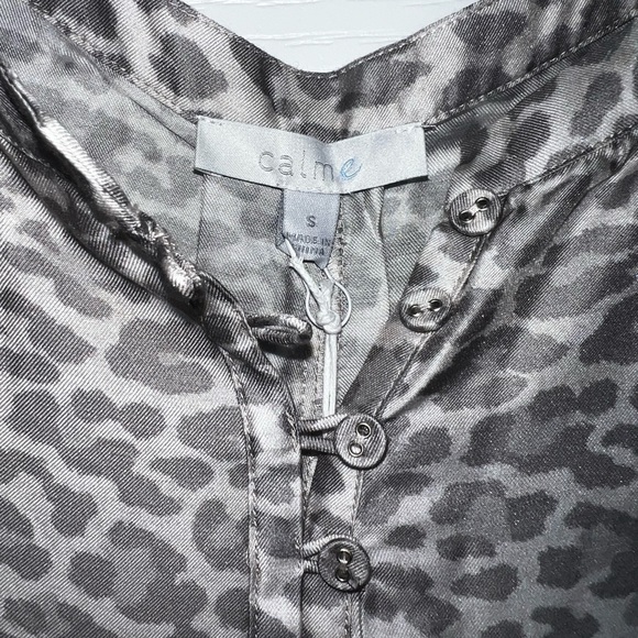 Calme by Johnny Was Animal Print Puff Sleeve Kaftan Maxi Dress Boho Chic Sm NWT - Picture 6 of 10